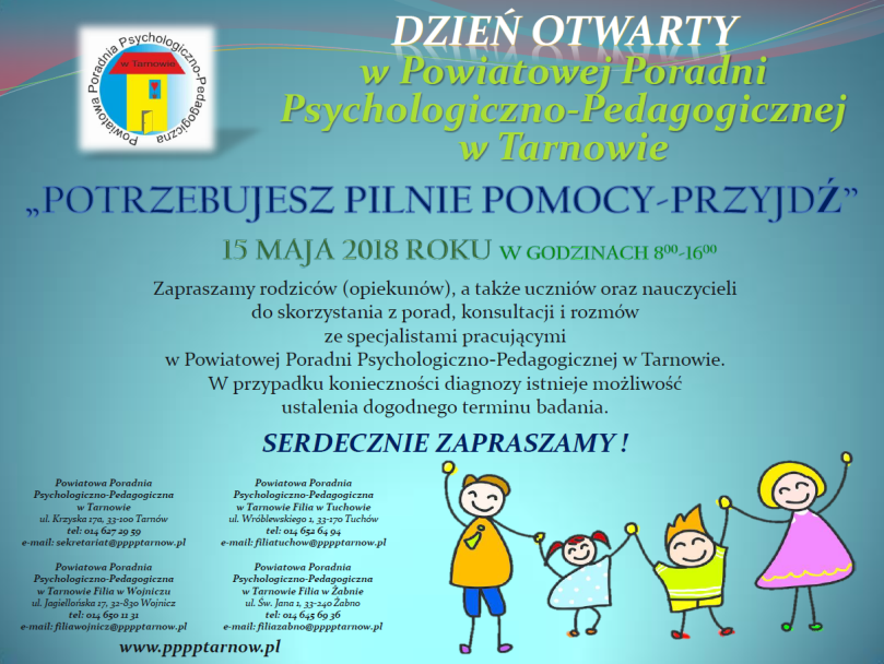 Zaproszenie na Dzień otwarty w Powiatowej Poradni Psychologiczno-Pedagogicznej w Tarnowie 